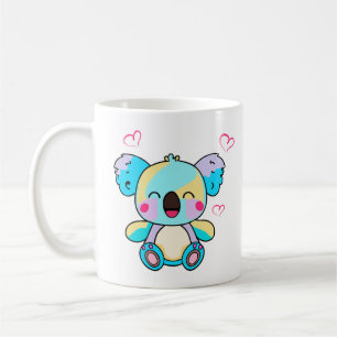 Happy smiling baby koala bear with love hearts. coffee mug