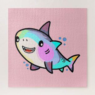 Happy smiling baby shark with bubbles.  jigsaw puzzle
