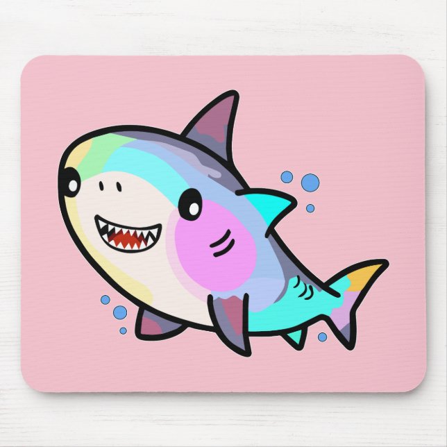 Happy smiling baby shark with bubbles.  mouse pad (Front)