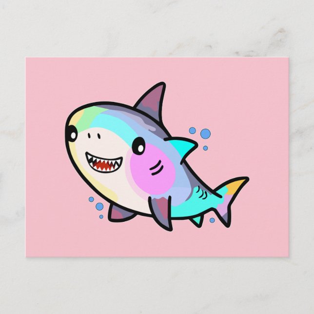 Happy smiling baby shark with bubbles.  postcard (Front)