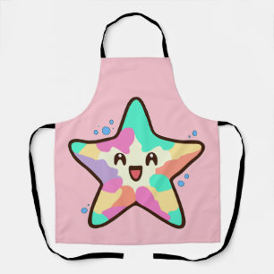 Happy smiling baby starfish with bubbles.  apron