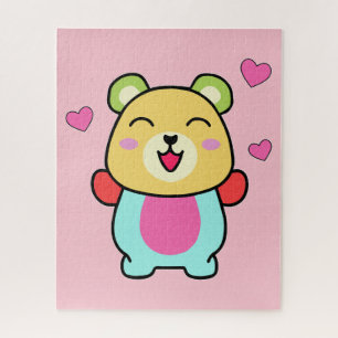 Happy smiling baby teddy bear with love hearts.  jigsaw puzzle
