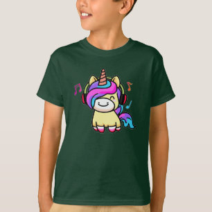 Happy smiling baby unicorn with headphones.  T-Shirt