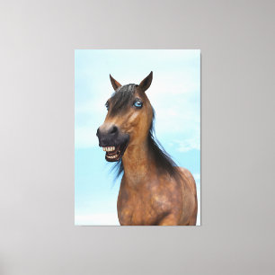 Happy Smiling Bay Horse Canvas Print