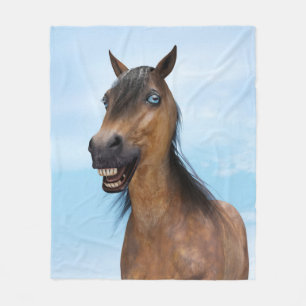Happy Smiling Bay Horse Fleece Blanket