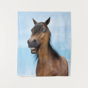 Happy Smiling Bay Horse Tapestry