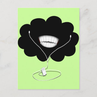 Happy Smiling Black Cloud w/Ear Buds Postcard