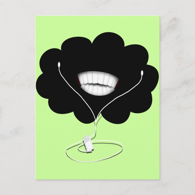 Happy Smiling Black Cloud w/Ear Buds Postcard (Front)
