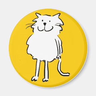 Happy Smiling Cat as a Fun Cartoon Illustration Magnet