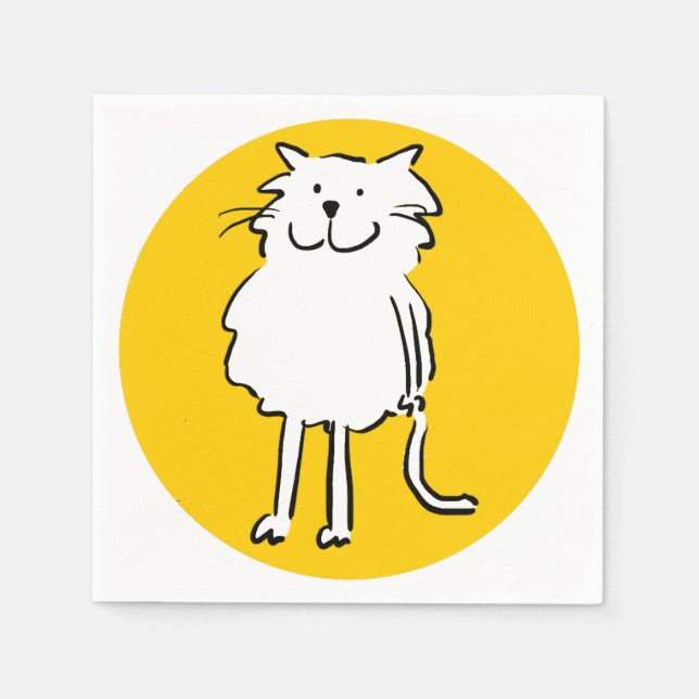 Happy Smiling Cat as a Fun Cartoon Illustration Napkin (Front)