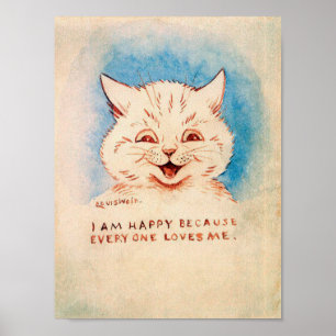 Happy Smiling Cat, Louis Wain Poster