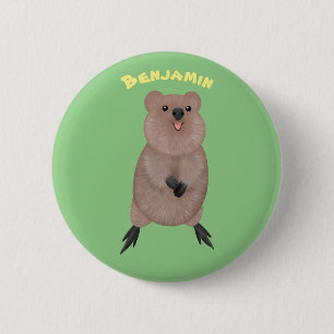 Happy smiling cute quokka cartoon design 6 cm round badge