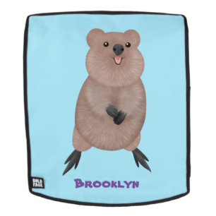 Happy smiling cute quokka cartoon design backpack