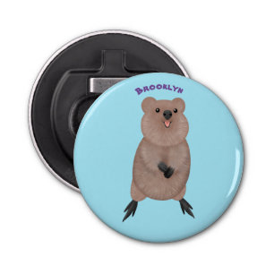 Happy smiling cute quokka cartoon design bottle opener