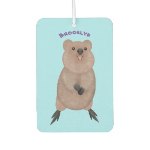 Happy smiling cute quokka cartoon design  car air freshener