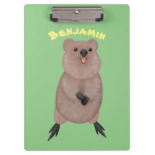 Happy smiling cute quokka cartoon design clipboard