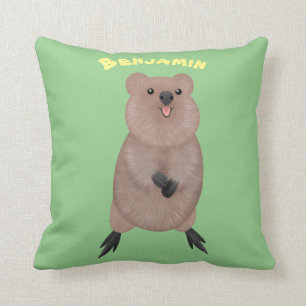 Happy smiling cute quokka cartoon design cushion