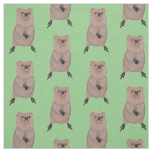 Happy smiling cute quokka cartoon design fabric