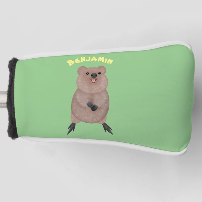 Happy smiling cute quokka cartoon design golf head cover (Front)