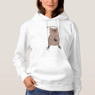 Happy smiling cute quokka cartoon design hoodie