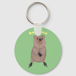 Happy smiling cute quokka cartoon design key ring