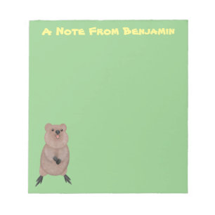Happy smiling cute quokka cartoon design notepad