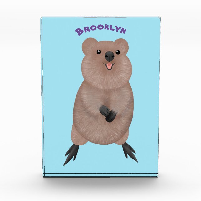 Happy smiling cute quokka cartoon design photo block (Front)