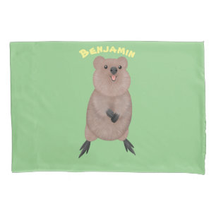 Happy smiling cute quokka cartoon design pillowcase