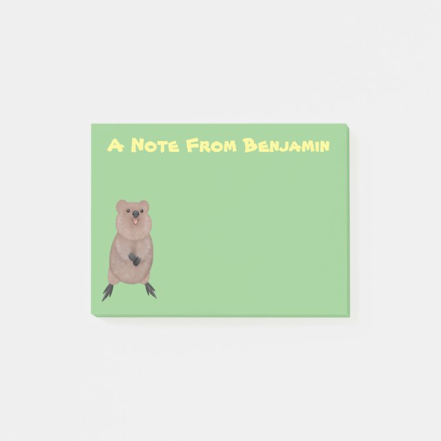 Happy smiling cute quokka cartoon design post-it notes (Front)