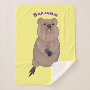 Happy smiling cute quokka cartoon design sherpa blanket