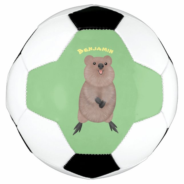 Happy smiling cute quokka cartoon design  soccer ball (Front)