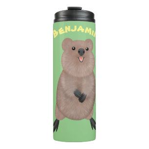 Happy smiling cute quokka cartoon design thermal tumbler