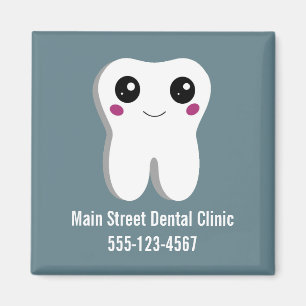 Happy Smiling Dental Tooth Cute Business Magnet