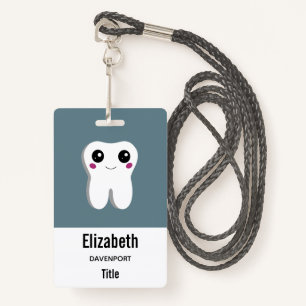 Happy Smiling Dental Tooth Cute ID Badge