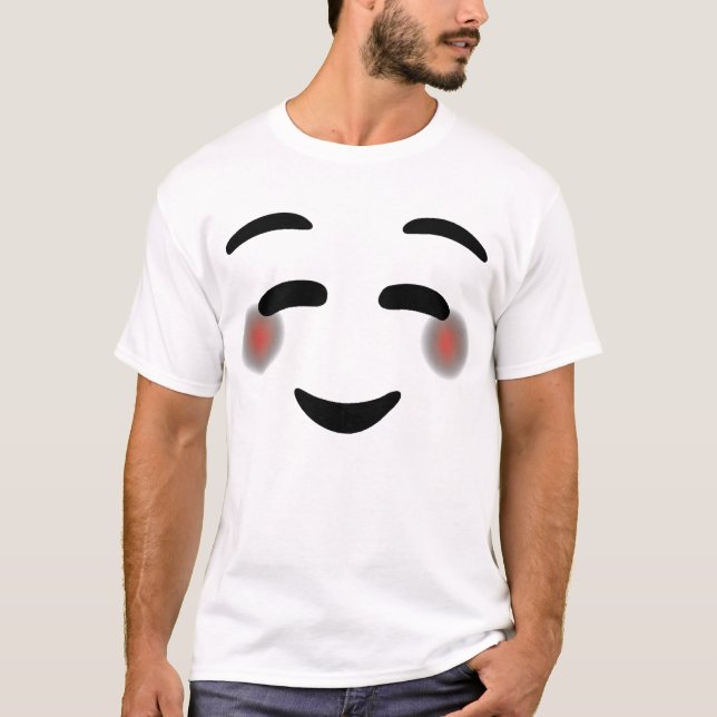Happy Smiling Eyes Face Blushing Emojis T-Shirt (Front)