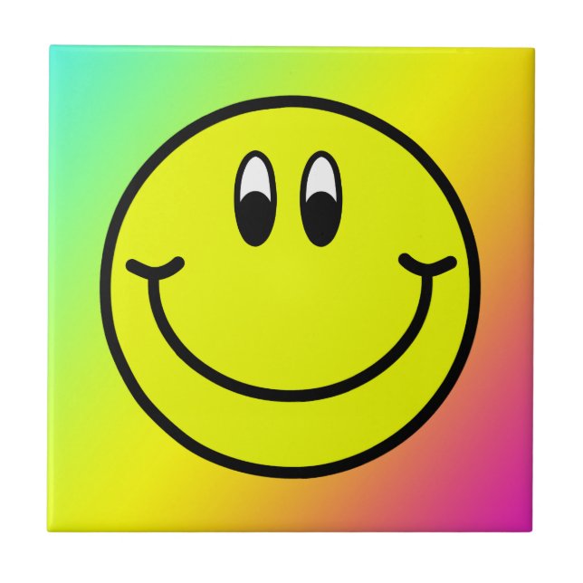 Happy Smiling Face Emoji Rainbow Photo Tile (Front)