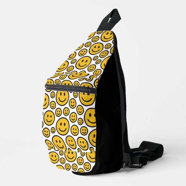 Happy Smiling Face Emoji Sling Backpack (Right Corner)