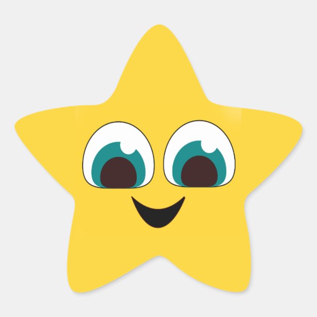 Happy Smiling Face Star Sticker (Front)
