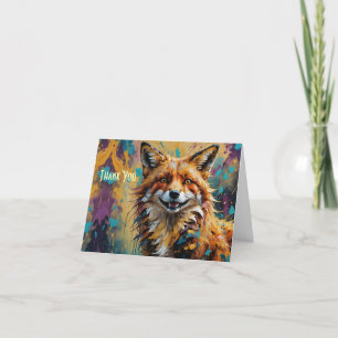 Happy Smiling Fox -paint splatter Thank You Card