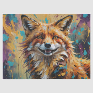Happy Smiling Fox -paint splatter Tissue Paper