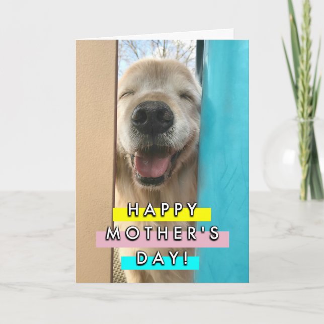 Happy Smiling Golden Retriever Dog Mother's Day Card (Front)