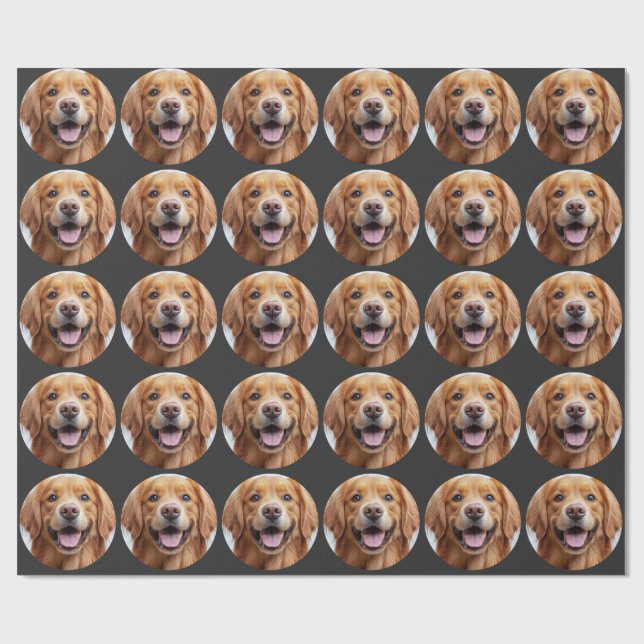 Happy Smiling Golden Retriever Wrapping Paper (Flat)