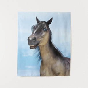 Happy Smiling Grulla Horse Tapestry
