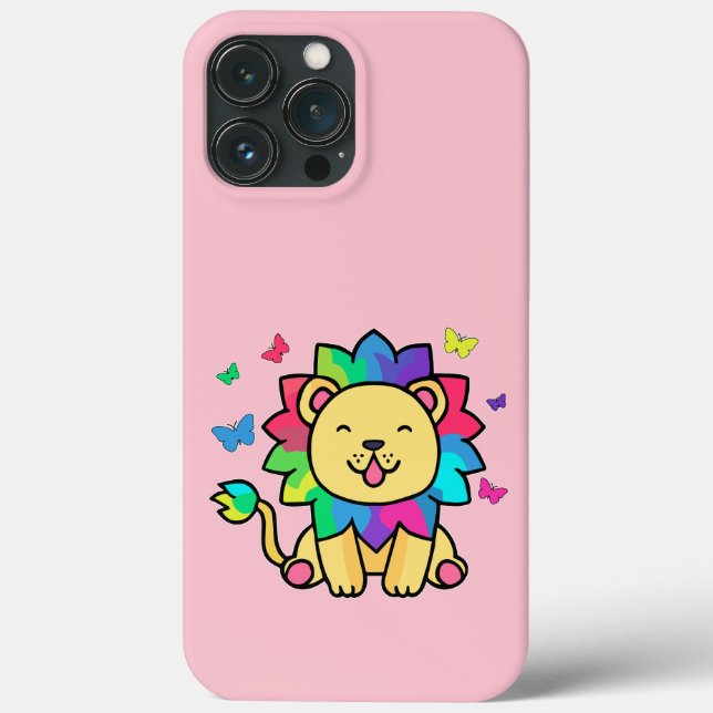 Happy smiling lion with butterflies.  Case-Mate iPhone case (Back)