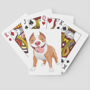 Happy Smiling Pit Bull Playing Cards