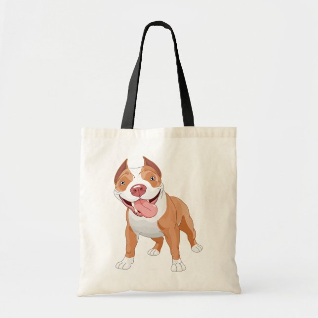 Happy Smiling Pit Bull Tote Bag (Front)