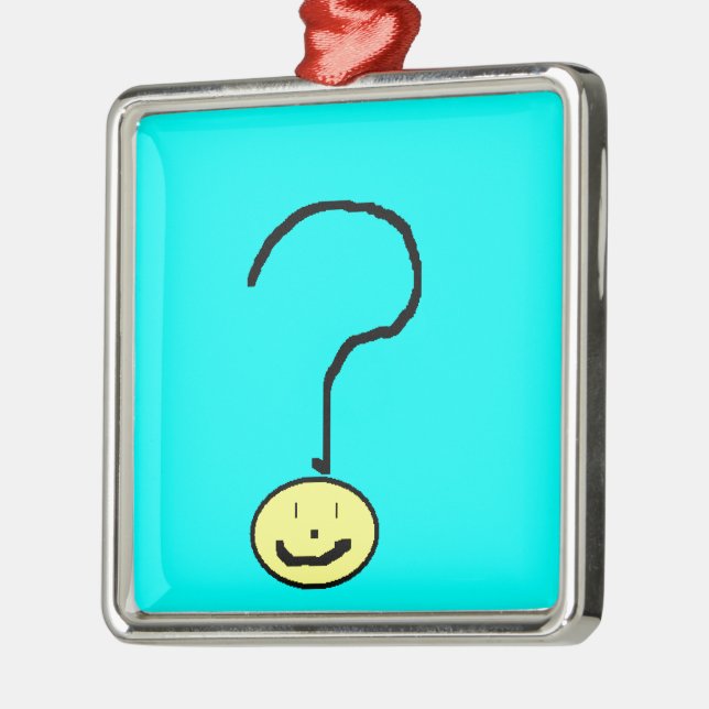 Happy Smiling Question Mark Emoji, Kids Art Metal Tree Decoration (Left)