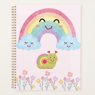 Happy Smiling Rainbow with Cute Snail & Fluffy Planner