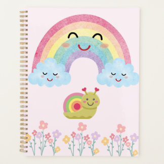 Happy Smiling Rainbow with Cute Snail & Fluffy Planner