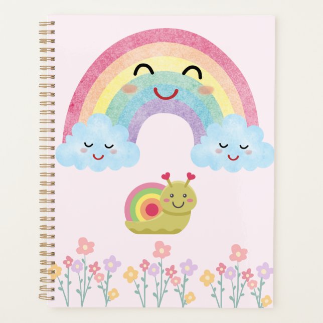 Happy Smiling Rainbow with Cute Snail & Fluffy  Planner (Front)